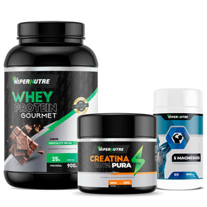 Kit - Whey Protein 900g + Creatina 300g + Magnésio 60 Cápsulas
