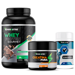 Kit - Whey Protein 900g + Creatina 300g + Magnésio 60 Cápsulas