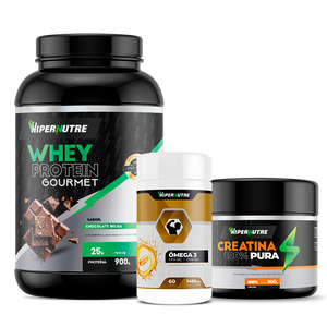 Kit - Whey Protein 900g + Creatina 300g + Ômega 3 60 Cápsulas