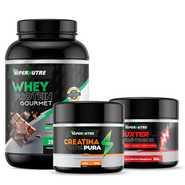 Kit - Whey Protein 900g + Creatina 300g + Pré Treino 300g