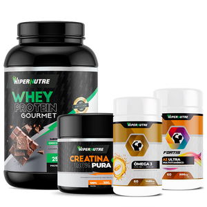 Kit - Whey Protein 900g + Creatina 300g + Ômega 3 60 Cápsulas + Multivitamínico 60 Cásulas
