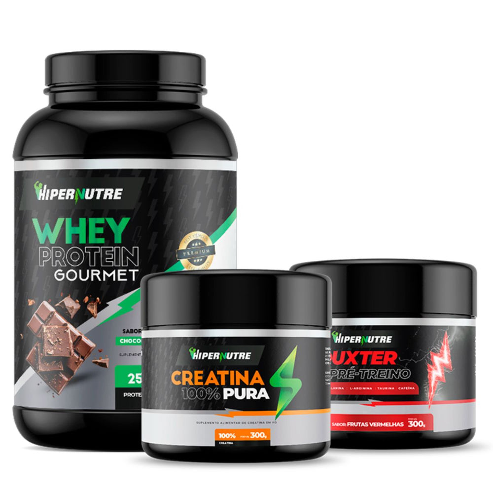 Kit - Whey Protein 900g + Creatina 300g + Pré Treino 300g